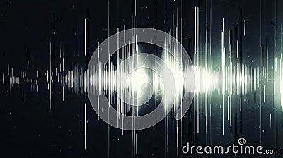 This modern and sleek spectrogram design features glowing white waveform patterns set against a deep black background. Generative Stock Photo