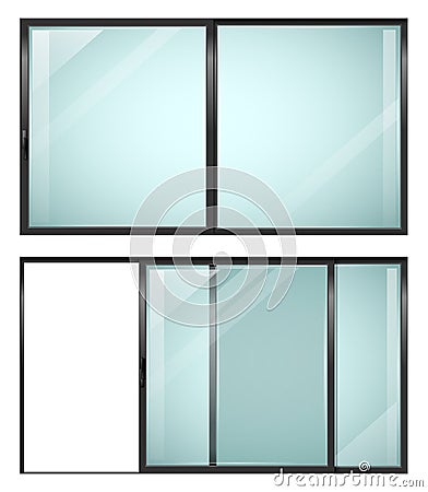 Modern sliding metal black door Vector Illustration