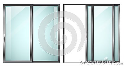 Modern sliding metal gray door Vector Illustration