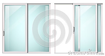 Modern sliding metal white door Vector Illustration