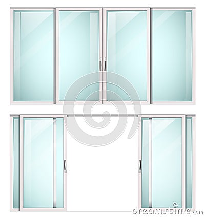 Modern sliding metal white door Vector Illustration