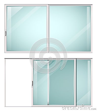 Modern sliding metal white door Vector Illustration