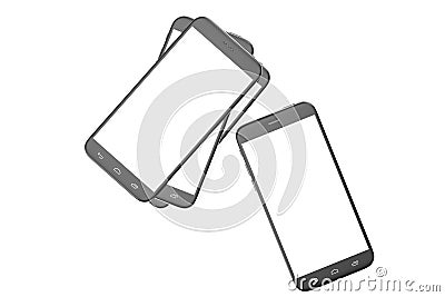 Modern smart phone. White screen for mockup, isolated on white background, 3d illustration Cartoon Illustration