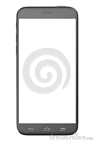 Modern smart phone. White screen for mockup, isolated on white background, 3d illustration Cartoon Illustration