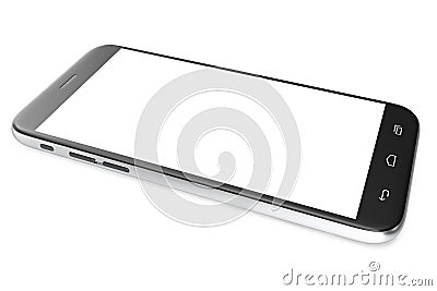 Modern smart phone. White screen for mockup, isolated on white background, 3d illustration Cartoon Illustration