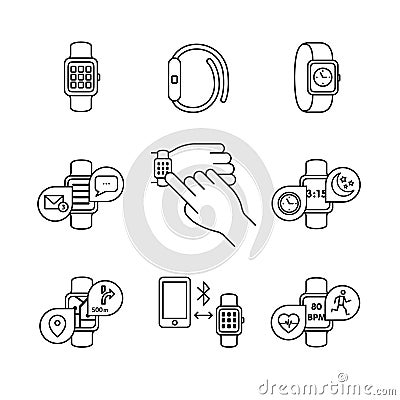 Modern smart watches and apps Vector Illustration