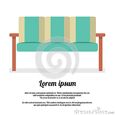 Modern Sofa Vintage Style Vector Illustration