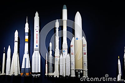 Modern space craft models development of space science Editorial Stock Photo
