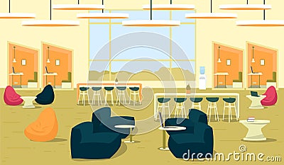 Modern Spacious Office with Streamlined Furniture Vector Illustration