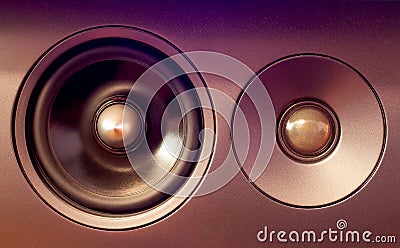 Modern speaker system. Speakers for midrange and treble playback. Stock Photo