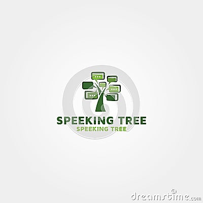 Modern Speaking tree vector logo design Vector Illustration