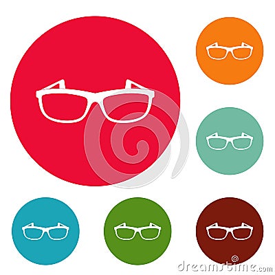 Modern spectacles icons circle set Stock Photo