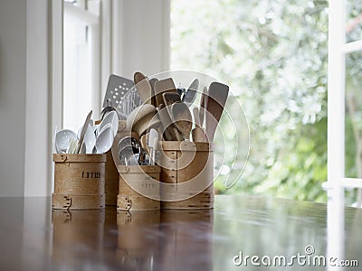 Modern spoon set Stock Photo