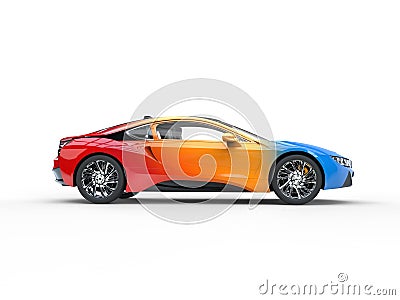 Modern sports car - tricolor variation paint Stock Photo