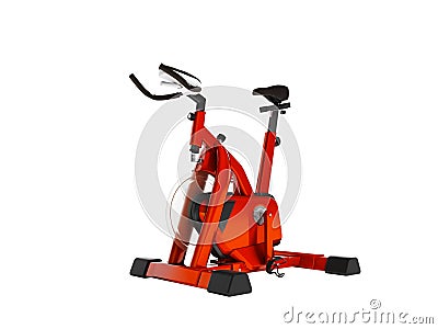 Modern sporty red trainer for strength training on bicycle 3d render on white background no shadow Stock Photo