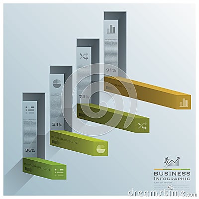 Modern Square Bar Diagram Stair Step Business Infographic Vector Illustration