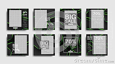 Modern square edited promotional banners for social media posts. Vector Illustration