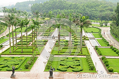 The modern square garden Stock Photo