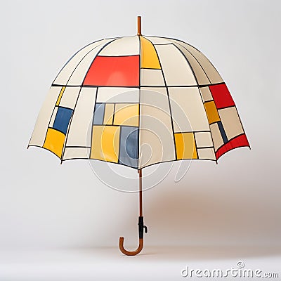 Modern Stained Glass Umbrella Inspired By Mondrian Stock Photo