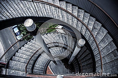 Modern stair step building loft style high from top view Stock Photo