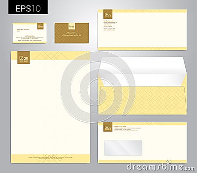 Modern stationery set in vector format, letterhead, business car Vector Illustration