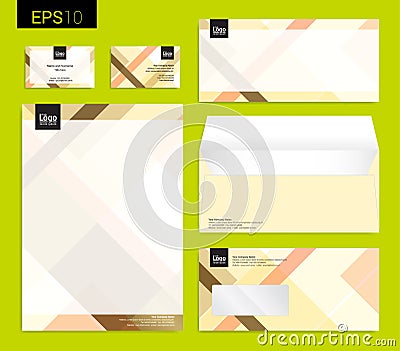 Modern stationery set in vector format, letterhead, business car Vector Illustration