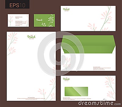 Modern stationery set in vector format, letterhead, business car Vector Illustration