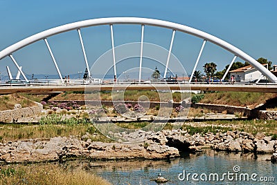 Modern bridge over the barranco in Vinaros, Castellon - Spain Stock Photo