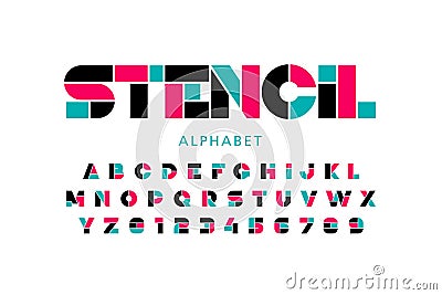 Modern Stencil font Vector Illustration