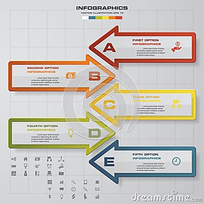 Modern 5 steps arrow template / can be used for infographics / numbered banners Vector Illustration