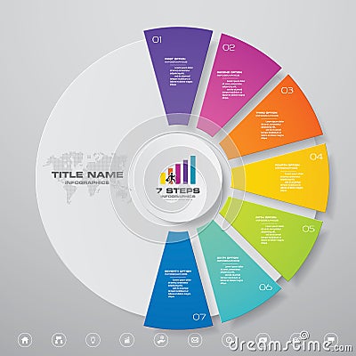 Modern 7 steps cycle chart infographics elements. Vector Illustration