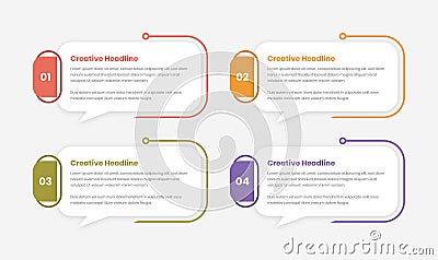 Modern steps infographic text presentation template with message bubble shape Vector Illustration
