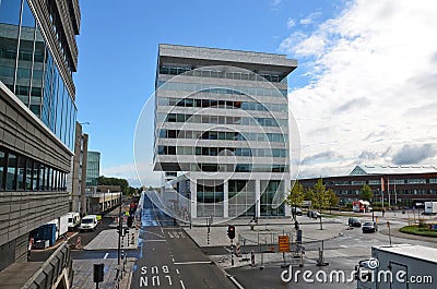 Modern street in Almere, Holland Editorial Stock Photo