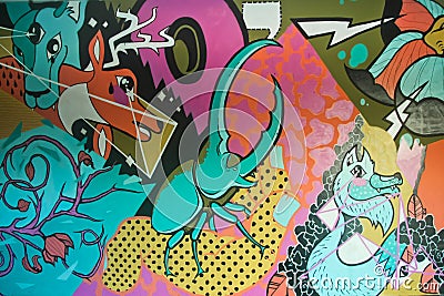 Modern street art - graffiti Editorial Stock Photo