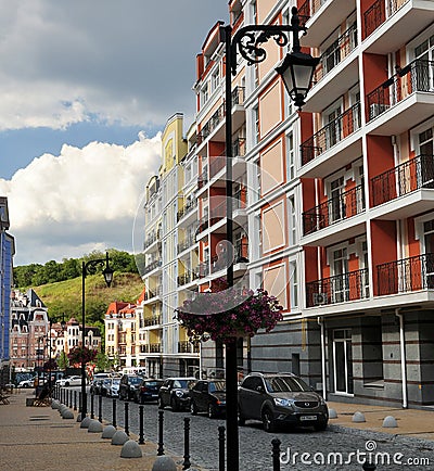 Modern street, residential quarter Editorial Stock Photo