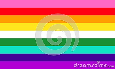 Modern 9 stripe LGBT pride rainbow flag - wich was revealed on 2018 Vector Illustration