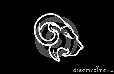 Modern Strong Head Sheep Logo Vector Illustration