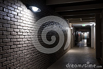 Modern corridor in hotel at night Stock Photo