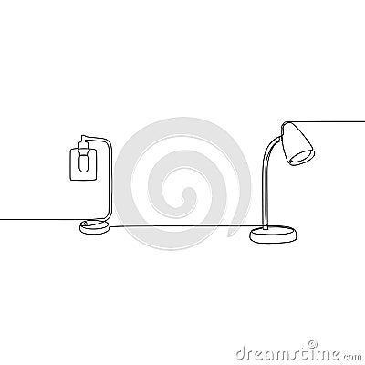 modern student lamp continuous line Lamp vector. Outline set of lamp icons for web design isolated on white background Vector Illustration