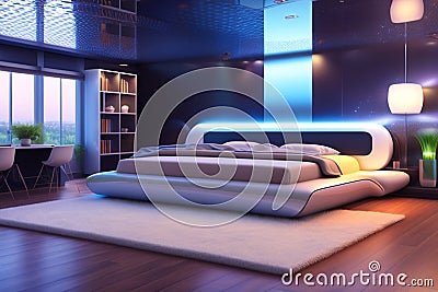 A modern style bedroom with beautiful interior decor and furnishings Generative AI Stock Photo