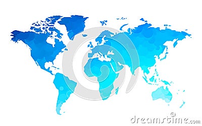 Blue circles world map background Vector Illustration