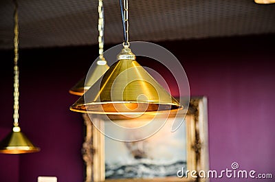 Modern style bronze decoration lamps in pub Stock Photo