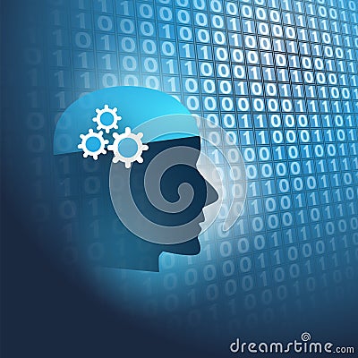 Modern Style Futuristic Machine and Deep Learning, Artificial Intelligence Design Concept with 3D Digital Bits Pattern Vector Illustration