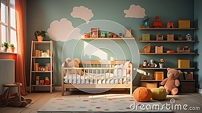 Modern Style Nursery Bedroom. Children's Room Interior. Stock Photo