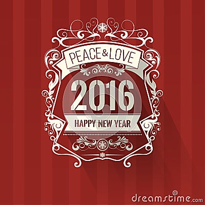 Modern style red white color scheme new year greetings card on dark red background Vector Illustration