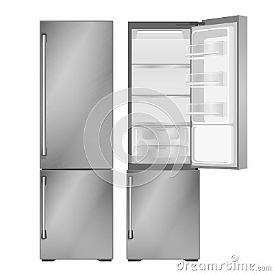 Modern style refrigerator set - opened and closed position Cartoon Illustration