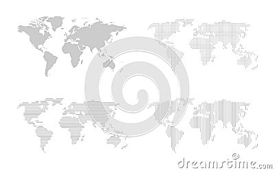 Set of blank world maps Vector Illustration