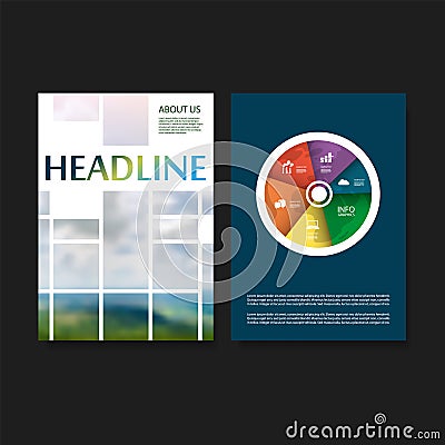 Modern Style Tiled Flyer or Cover Design for Your Business with Blurred Hills and Sky View Image Vector Illustration