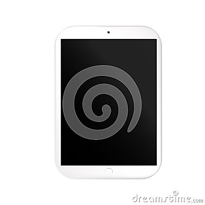 Modern stylish white gray tablet on isolated white background Vector Illustration