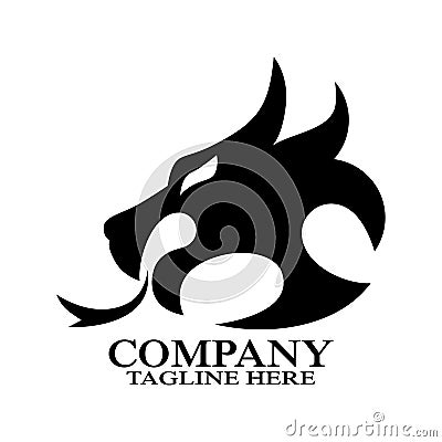 Modern stylized fast black dragon logo Vector Illustration